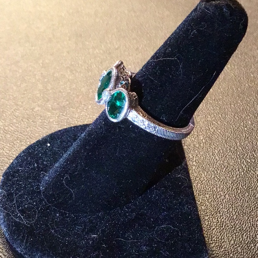 JUDITH RIPKA CHROME DIOPSIDE AND DIAMONIQUE RING - Picture 2 of 9